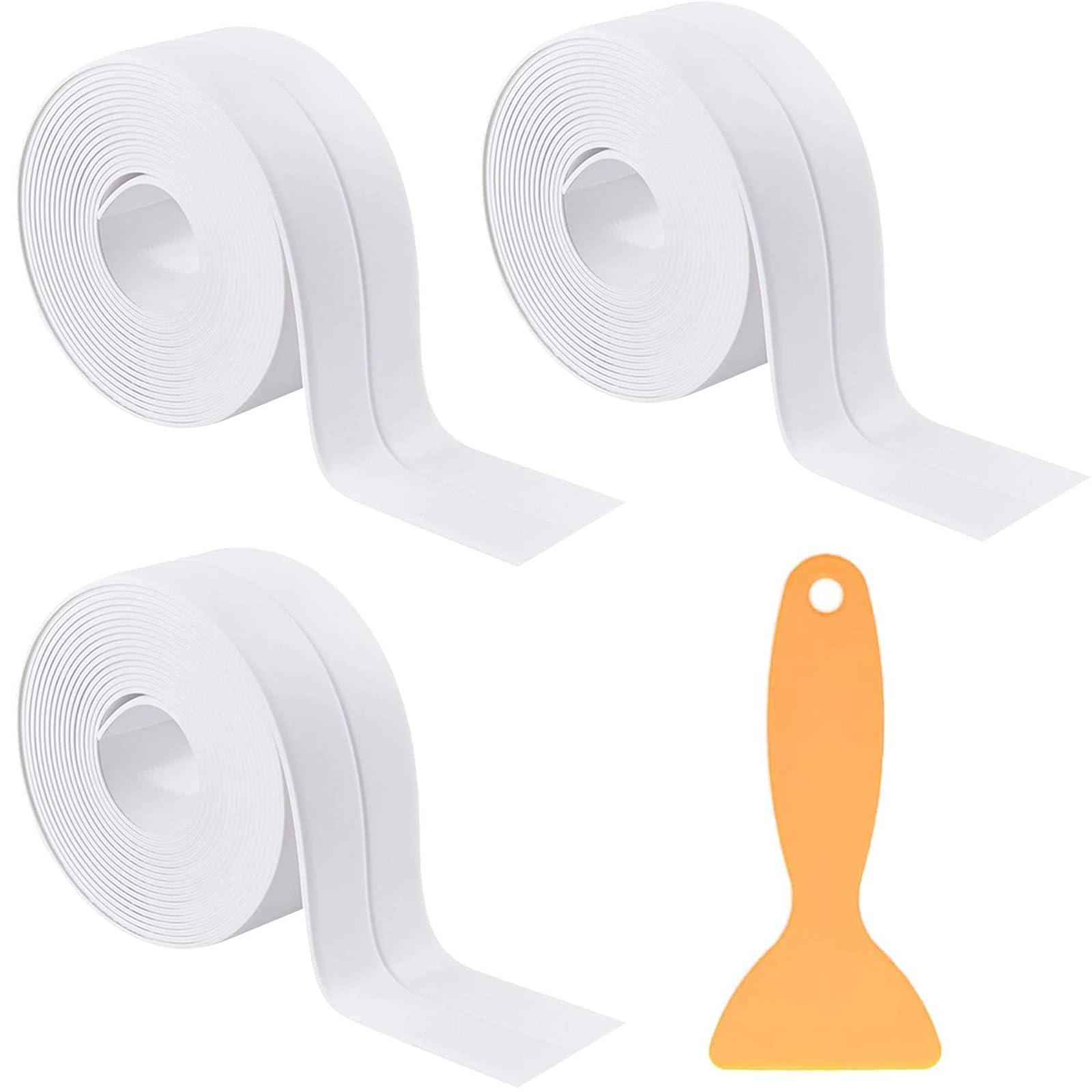 JEOPKO 3 Rolls 3.2m*3.8cm Bath Sealant Strip, Bathroom White Anti Mould Waterproof, Oilproof and Mildewproof Tape, for, Kitchen, Toilet Simple Seal, With Sealing Tool (grey)., 23032202UKZMHFSJ