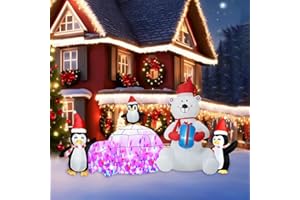 Christmas Inflatable Decoration, Sida-Earcy 10FT Polar Bear Snowball Igloo Lighted Blow Up Christmas Decorations Outdoor with Colorful Rotating LED Lights for Christmas Yard, Garden, Lawn