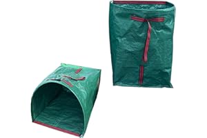 2 Pack Large Yard Dustpan-Type Garden Bag for Collecting Leaves,Green Yard Waste Bags,Reuseable Heavy Duty lawn and Garden Wa