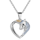 STEFWD Unicorn Urn Necklace For Human Ashes Of Loved Ones Stainless Steel Cremation Keepsake Jewelry For Kids Women Memorial Pendant Holder