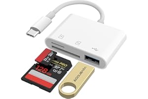 USB C SD Card Reader for iPhone 17/16/15, AIDOUBARA Memory Card Reader with SD Micro SD and USB Port, Digital Camera Adapter 