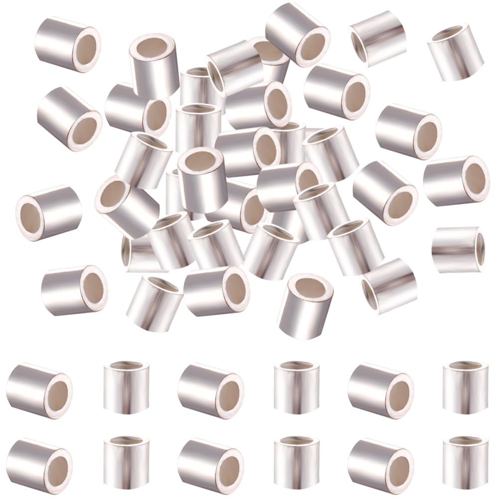 Beebeecraft 1 Box 200Pcs Crimp Tube Beads Sterling Silver Column Spacer Beads Cord End Caps Loose Stopper for DIY Bracelet Necklace Jewellery Making 0.6mm