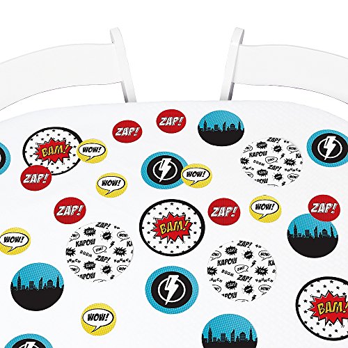Big Dot of Happiness BAM! Superhero - Baby Shower or Birthday Party Giant Circle Confetti - Party Decorations - Large Confetti 27 Count