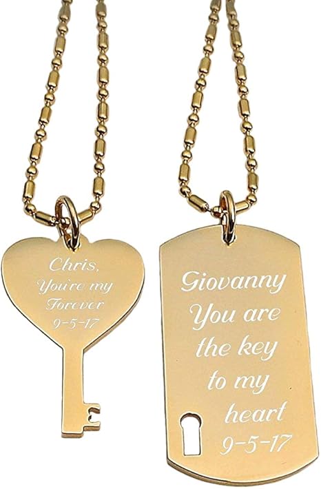engraved gold dog tag necklace