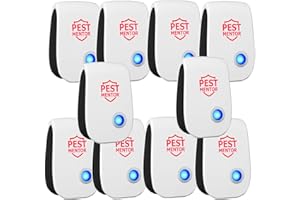 PESTMENTOR Ultrasonic Pest Control Repeller 10 Pack, Electronic Pest Repellent Plug in Indoor for Insect Roaches Spider Ant Mouse Repellent Indoor for Home Basement Attic Garage