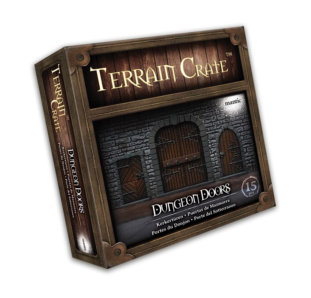 Terrain Crate: Dungeon Doors | Pre-Coloured Fantasy Door Terrain Set | Tabletop Scenery for RPGs & Miniatures Games | Modular Accessories