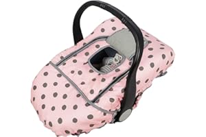 DODO NICI Carseat Cover Girls, Winter Baby car seat Covers for Infant car seat, Baby Carrier Cover Canopy, Window in Door Zipper Open, Thick Padded, Pink dots;