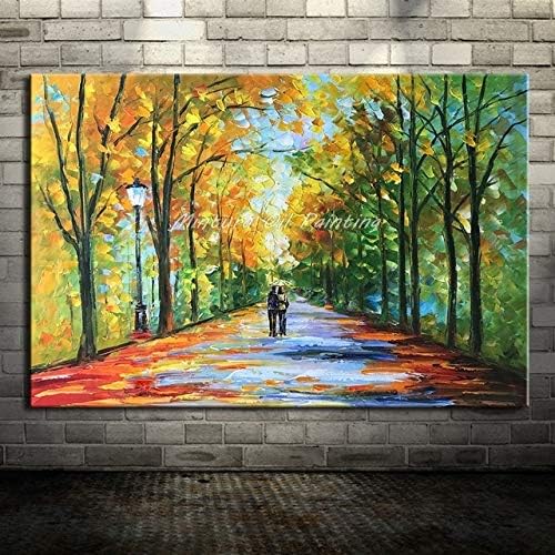 Gran amante pintado a mano lluvia calle árbol lámpara cuchillo paisaje