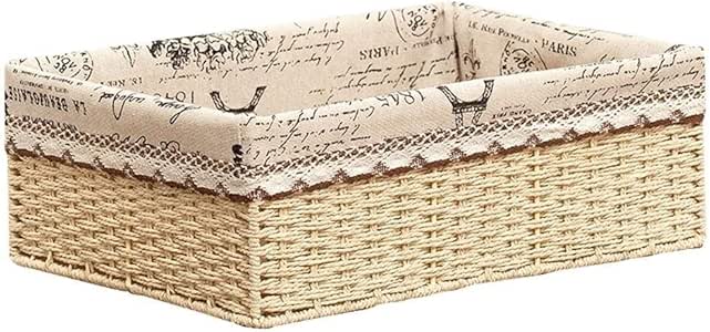 BSPRING Tejido a Mano de ratán Cesta de Almacenamiento Caja de