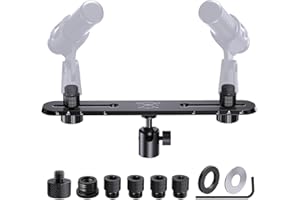 Etour Stereo Array Spacing Bar Microphone Mount + Ball-and-Socket Head Microphone Adapter for XY ORTF Recording, Stereo Array