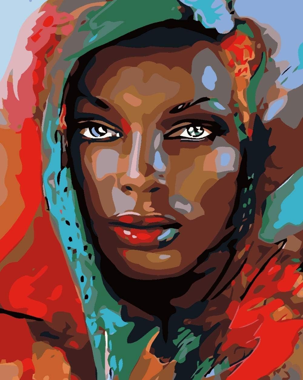 yangwuju Diy Canvas Kit for Adults African woman Paint by Numbers for Adults Beginner Kids Linen Canvas Acrylic Stress Less Number Painting Gifts 16X20 inch No frame