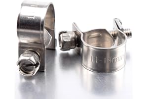 HEYMAILLC 15Pcs Fuel Line Clamp 304 Stainless Steel Adjustable 11-13mm Mini Fuel Injection Gas Line Hose Clamps,Pipe Clamp for Automotive,Diesel Petrol Pipe