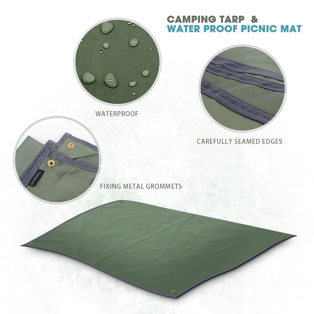Camping Tarp Picnic Blanket AOPETIO-Rain Shed Sunshade Waterproof Multi-purpose Tent Accessories with Drawstring Carrying Bag