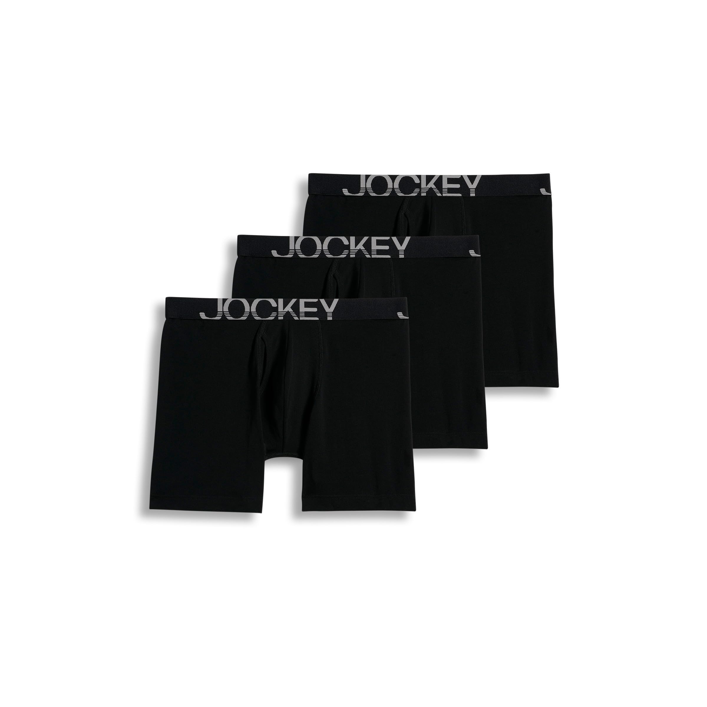 Jockey Men's Underwear ActiveStretch 7" Long Leg Boxer Brief - 3 Pack, Black, 2XL Image