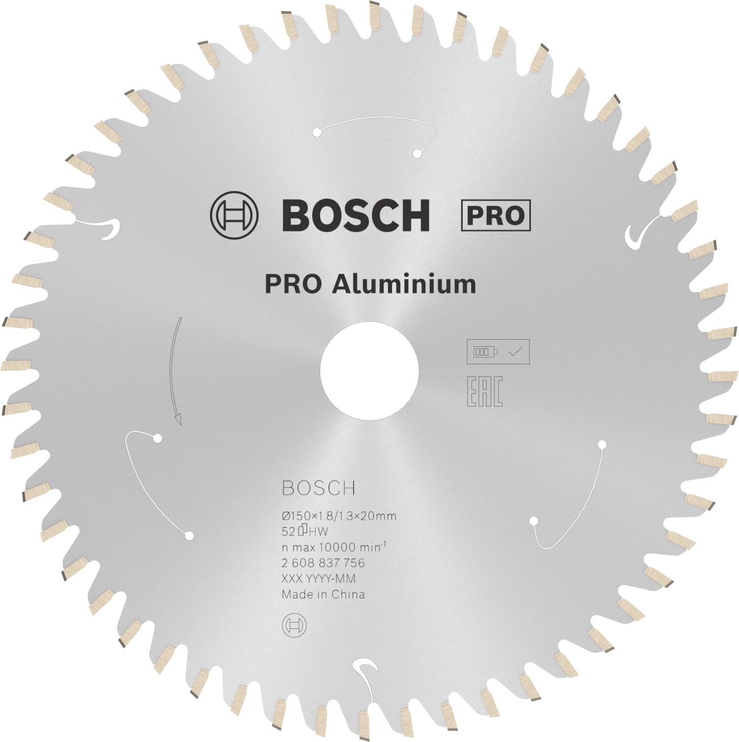 Bosch 1x PRO Aluminium Circular Saw Blade for Cordless Hand-Held Saws (for Aluminium, Non-ferrous metals, Ø mm, Professional Accessory Hand-Held Circular Saw)