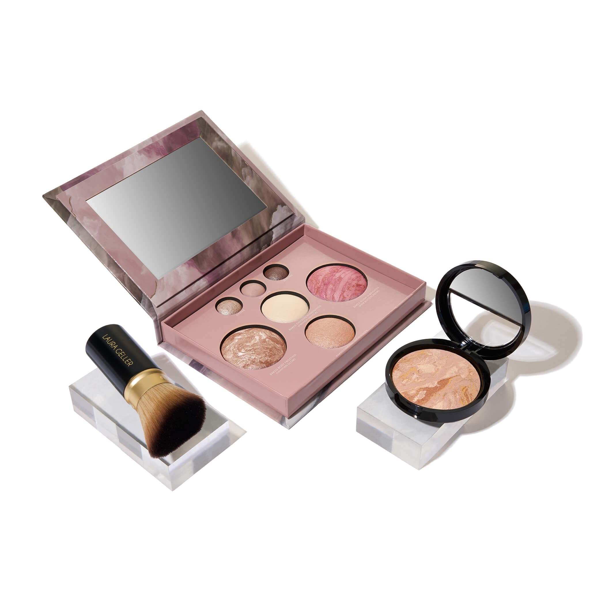 LAURA GELLER NEW YORK Baked Starter Kit: Fair, Best of the Best Full Face Palette + Baked Balance-n-Brighten Powder Foundation + Retractable Angled Kabuki Brush Set Image