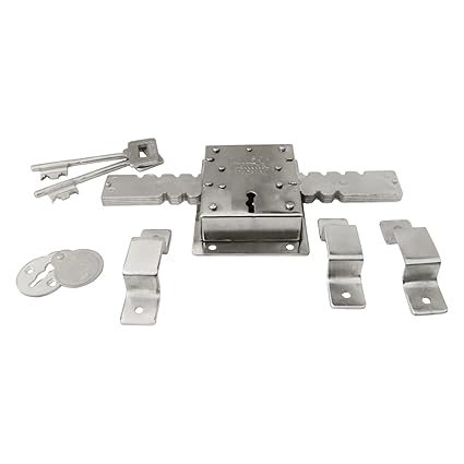 Ramson 10 Chal Unique Design Iron Door Lock with 2 Keys Very Hard Quality,Operated from Both Side of The Door (Zapper_Steel)