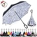 Amersin Double Layer Inverted Umbrella Cars Reverse Open Folding Umbrellas, Windproof UV Protection Large Self Stand Upside Down Straight Umbrella for Golf Women and Men with C-Shaped