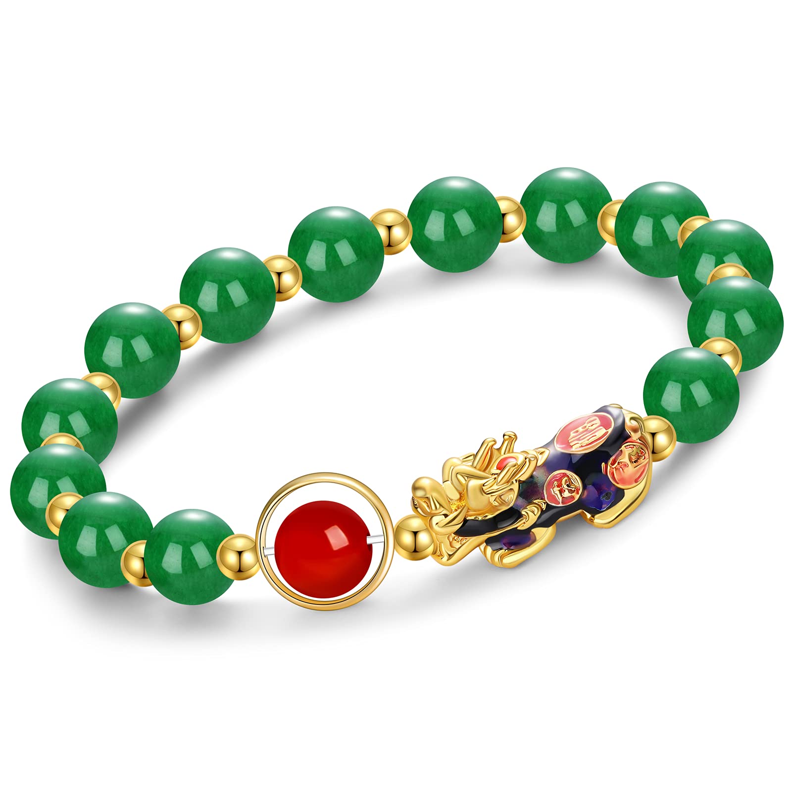 MANRUO Feng Shui Amulet Bracelets Prosperity 8mm Bead Bracelet with 1 Color Changed Pi Xiu/Pi Yao Attract Lucky Wealthy