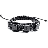 Karelian Heritage Men's Beaded Bracelet Rune Viking | Shungite Stone Protection Bracelet Jewelry for Men | Adjustable Solid Stone Shambhala Macrame Men Beaded Black Bracelet SB166