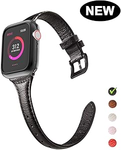 OULUOQI Compatible with Apple Watch Band 40mm 38mm with Soft Bumper Case, 2019 Women Dressy Elegant Slim Leather Band Compatible with iWatch Sport Strap Series 5,4,3,2,1(Black)
