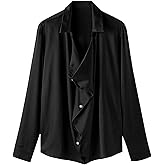 COOLOYA Men's French Flowing Collar Slim Fit Long Sleeve Shirt Casual Business Regualr Fit Button Down Wear