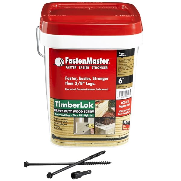 FASTENMASTER FMTLOK06-250 TIMBERLOK HEAVY-DUTY WOOD SCREW, 6 INCHES, 250-COUNT, 6″, BLACK