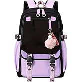 youcoscos Girls Backpack Aesthetic Backpack Cute School Bag Bookbag with USB Charge Port Outdoor Daypack for Teen Girls