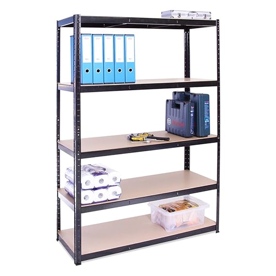 G-Rack Lagerregal für Garage, Werkstatt, Speisekammer - 180cm x 120cm x 45cm, 5-stufig (175kg Pro Regal) – 875kg Kapazität – 