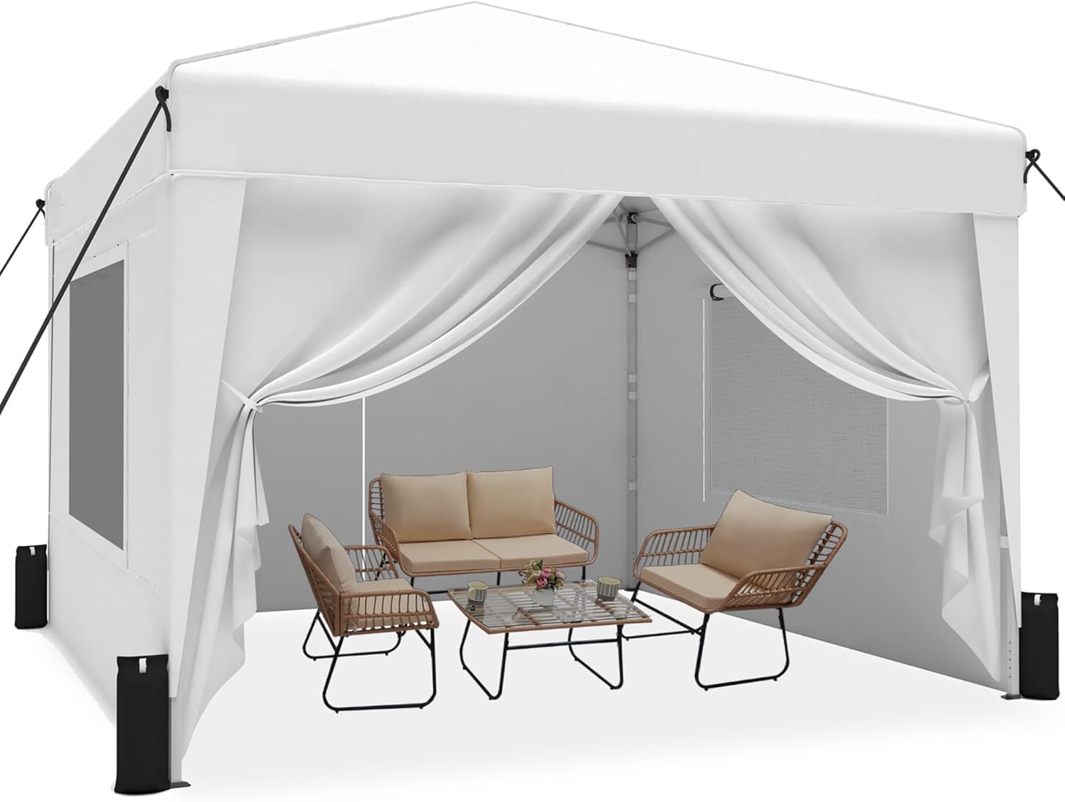 Photo 1 of **REFERERENCE IMAGE** 10 X10 Pop up Canopy Tent with Sidewalls GVDV Portable Instant Canopy Outdoor Canopy Event Tent Waterproo White