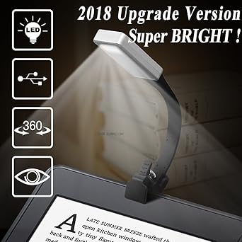Leselampe, Buchlampen, Leselicht, 50 Lumen, wiederaufladbare LED Leselampe mit Clip und 3-Stufen-Helligkeit, tragbar und flex