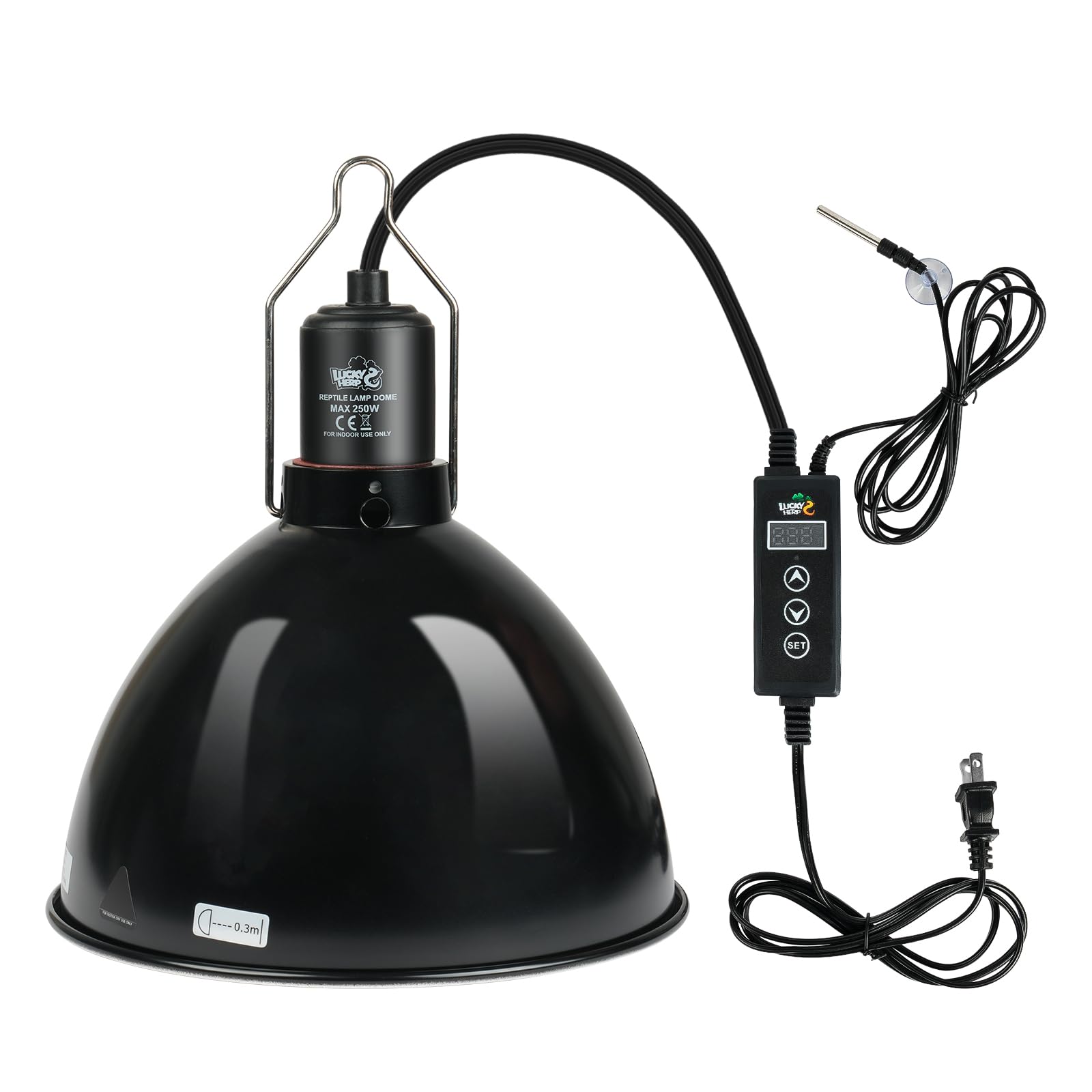 Photo 1 of LUCKY HERP Reptile Light Fixture 250W (No Temperature Control Function), Aluminum 8.1inch Dome Reptile Lamp Fixture, Reptile Heat Lamp Fixture for UVB Bulb Basking Heat Bulb