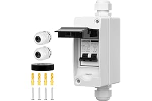 MINGSONG DC Solar Panels Disconnect Switch 63 Amp AC Circuit Breaker Box 400V 2 Poles IP65 Waterproof UV-Proof Outdoor Small Breaker Box for Solar PV Homes