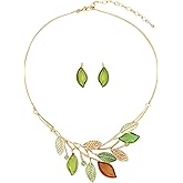 Mycitta Vintage Chunky Statement Jewelry Set Retro Leaf Floral Geometric Bohemian Boho Bib Necklace Earring Set Fashion Costume Jewelry for Women Girls Wedding Party Prom Unique Gift