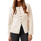 Cicy Bell Womens Button Up Cardigan Sweaters Lightweight Long Sleeve Knit Tops Business Casual Round Neck Fitted Jacket