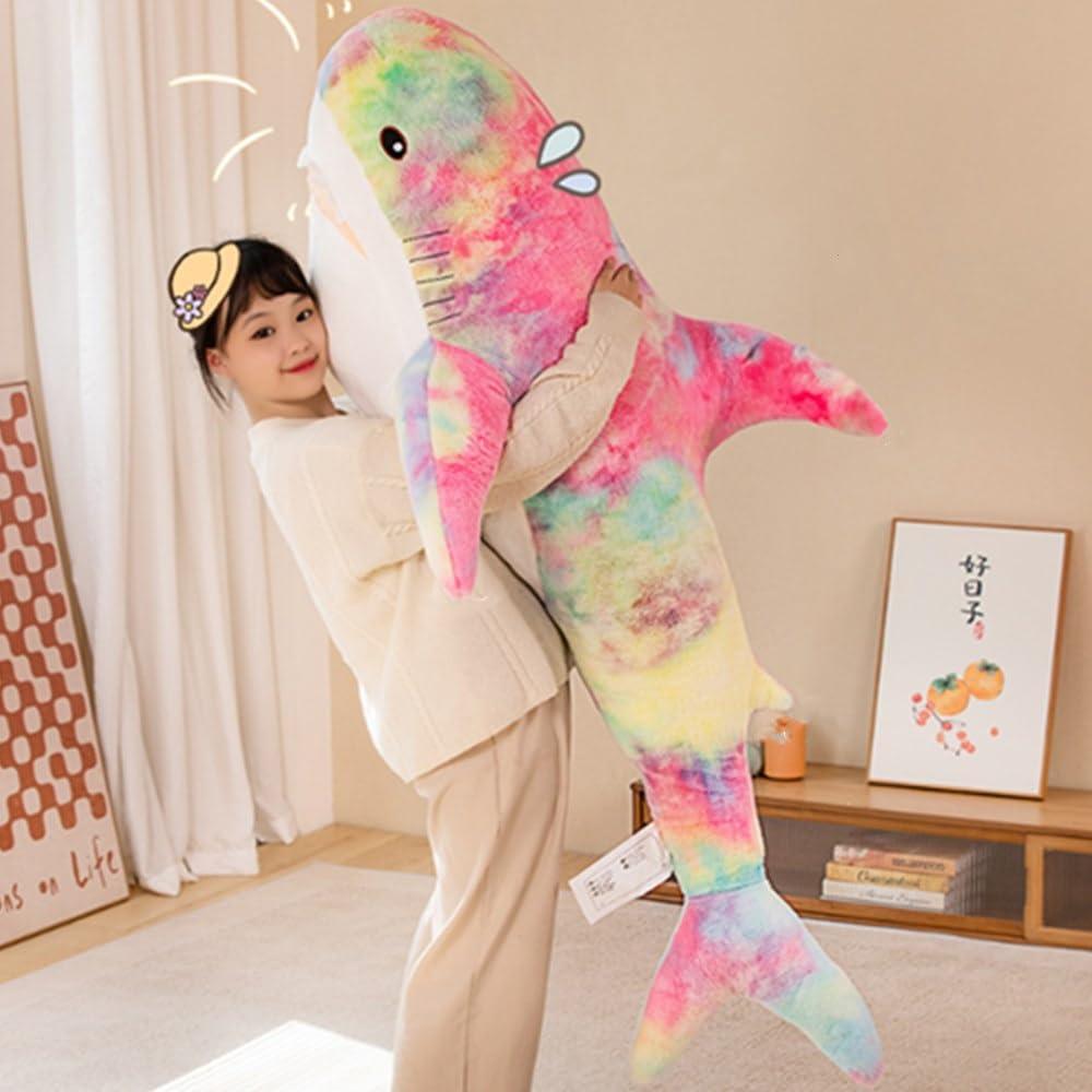 OUKEYI Simulation Great Whale Shark Plush Toy 80cm/31”, Realistic Stuffed Animal Cute Whale Shark Plush, Soft Great Whale Shark Plush Toy Home Decoration Toys, Gift for Kids (Dazzling colors)