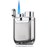 HONEST Metal Lighter Butane Windproof Lighter Mens Gifts refillable Gas Lighters Shipped Without Gas (Silver)