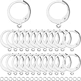 SUNNYCLUE 1 Box 180Pcs Earring Findings Kit 80Pcs 304 Stainless Steel Leverback Earring Hooks 100Pcs Open Jump Rings Lever Back Round Huggie Hoops Leverbacks Earrings Clasps for Jewelry Making Kits