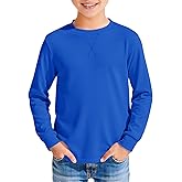 Haloumoning Kids Boys T Shirts Casual Long Sleeve Crewneck Loose Fit Fall Basic Tees 5-14 Years