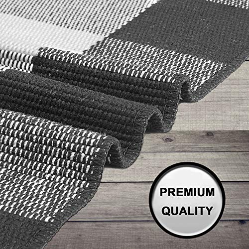 Inkesky Buffalo Check Outdoor Rug - Black and White Plaid Rugs - Standard Size 23.6" x 35.4" (2x3) - for Front Porch Single Door Mats