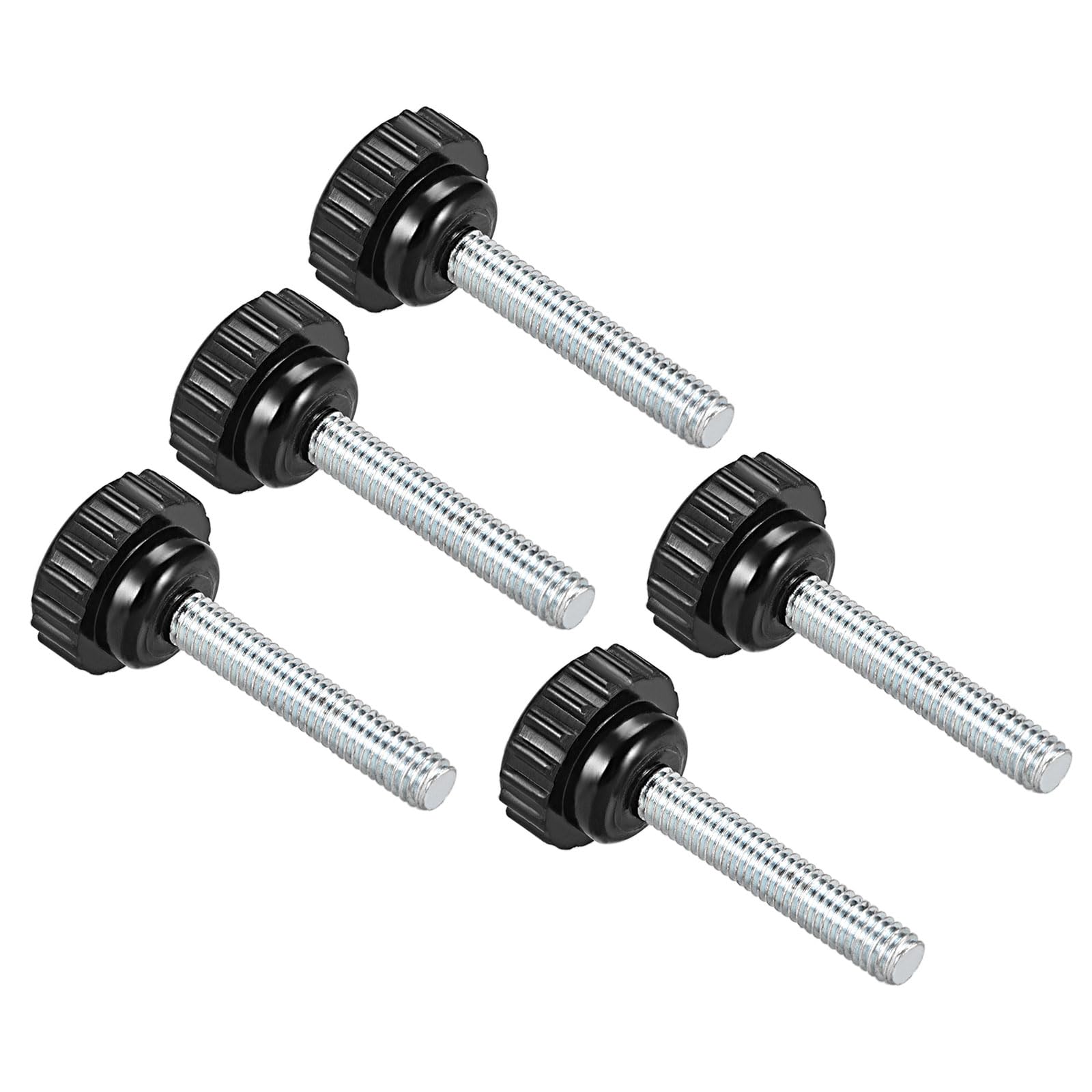 CoCud Knurled Clamping Knobs, M6 x 40mm Male Thread 21mm Head, Thermoset Plastic Thumb Screw Grip Bolt Knobs Black - (Applications: for Lathe Machinery), 5-Pieces