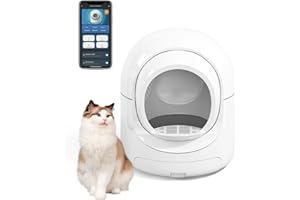 DISHUP Automatic Litter Box for Multiple Cats with Odor-Removal,Self-Cleaning Litter Box ， with APP Control and Safety Protection,White