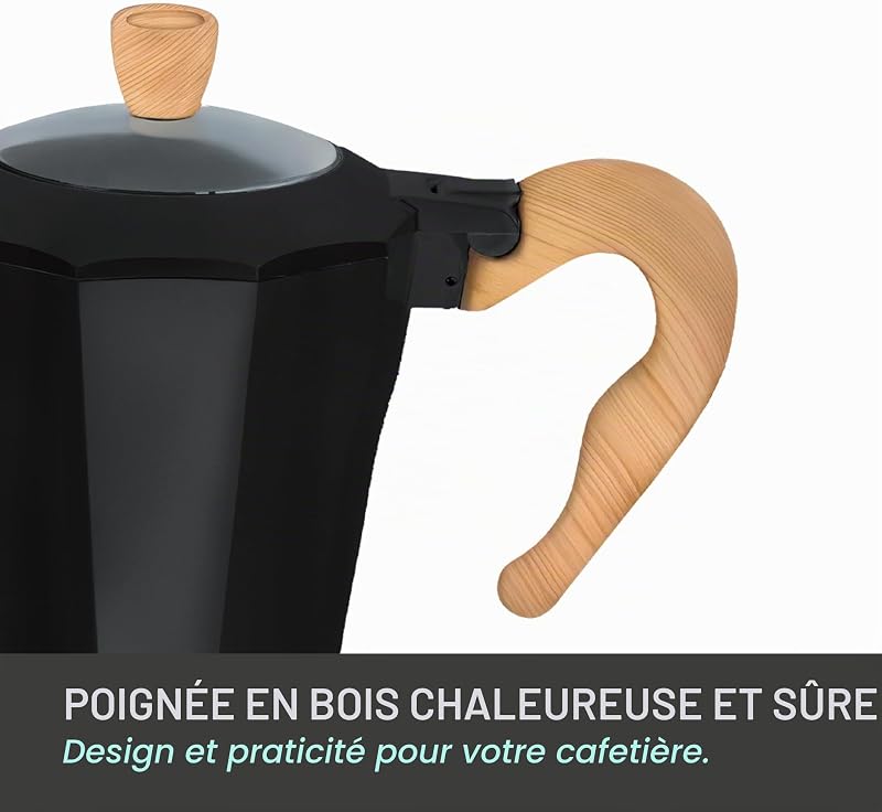 - Cafetière Électrique Italienne Nature Line | 6 Tasses | Pichet Sans Fil | Base Électrique | Rotation à 360° | Carafe avec Poignée Froide | Arrêt Automatique | Maintien la Chaleur | Noire