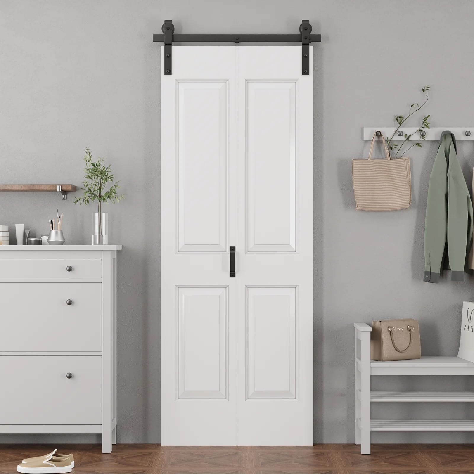 Photo 1 of ** SIMILAR ***84H'' 4 Lattice Shapes Interior Bi-Fold Barn Door Within Manufacture Wood Folding Closet Doors,32''x 84''