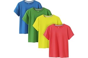 LAPASA Kids T-Shirts Short Sleeve (4 Pack) 100% Cotton Plain Top Tees Boy & Girl Unisex Toddler Children Tie Dye Summer K01
