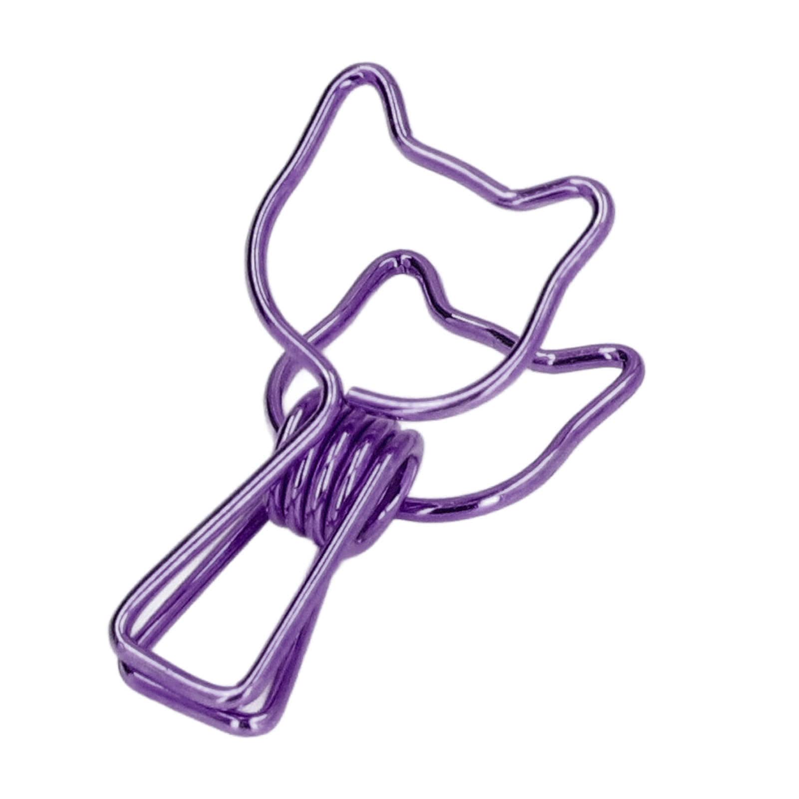 20Pcs Purple Binder Clip, Metal Wire Foldback Bulldog Clips Stationery Skeleton Binder Clips Hollow Paper Clamps Paper Photo Stationary Clips for Office School Home