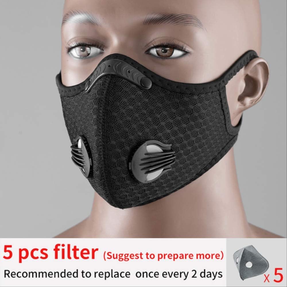 HSZH Cycling Equipment Filter Anit-fog Breathable Dustproof Bicycle Respirator Sport Protection Dust Cover 5 filters