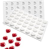 2 Pcs 3D Heart Molds 70-Cavity Valentine's Day Mini Heart Shape Silicone Molds for Baking, Wedding, Party, Cake Decorate, Candy, Chocolate, Snacks, Ice, Resin Clay Craft Making