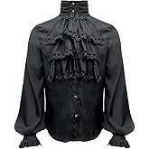 AIBEIX Mens Pirate Vampire Shirt Renaissance Victorian Medieval Gothic Shirt
