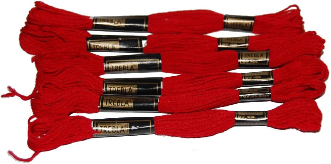 Trebla Embroidery Thread 120 Red 6 Skeins Per Packet Amazon.co.uk